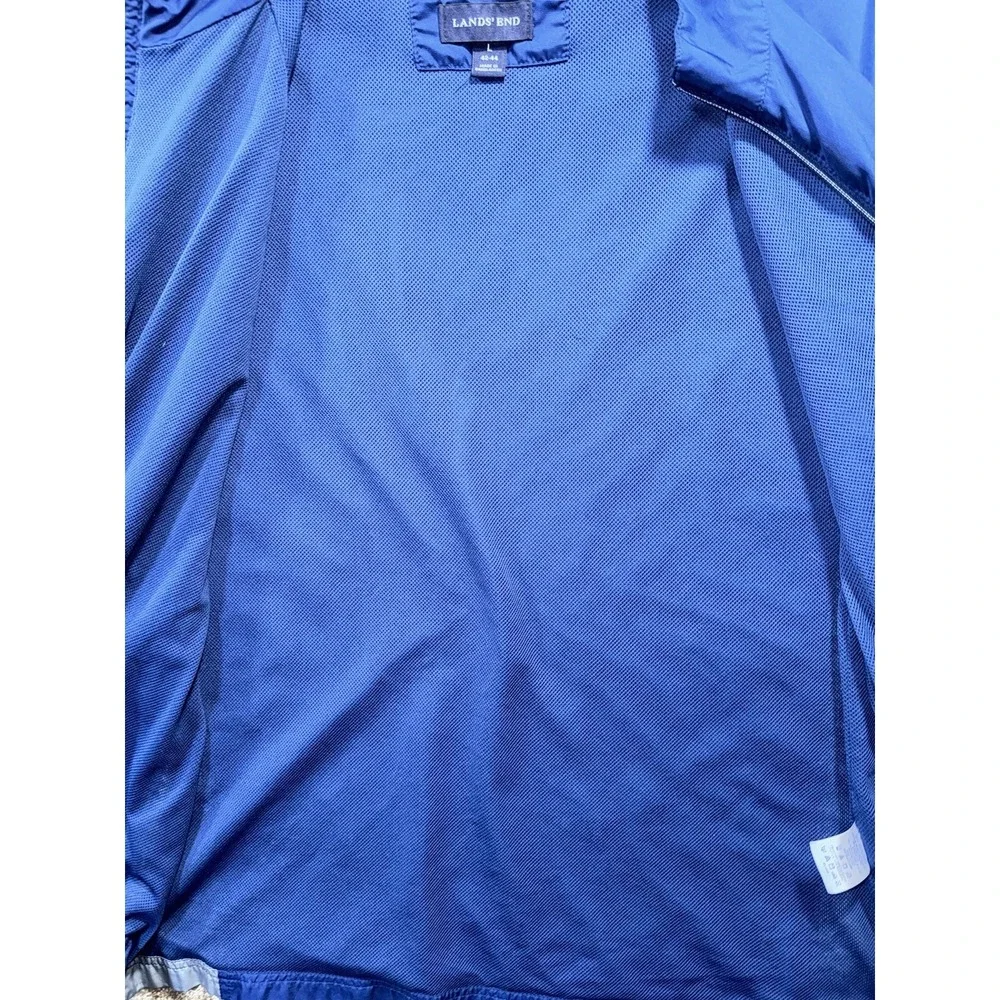 Lands End Men's Rain Jacket Windbreaker Large 42-44 - Blue‎ Gray